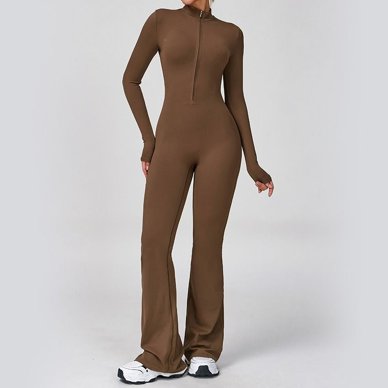 Zip-Up Flared Bodysuit