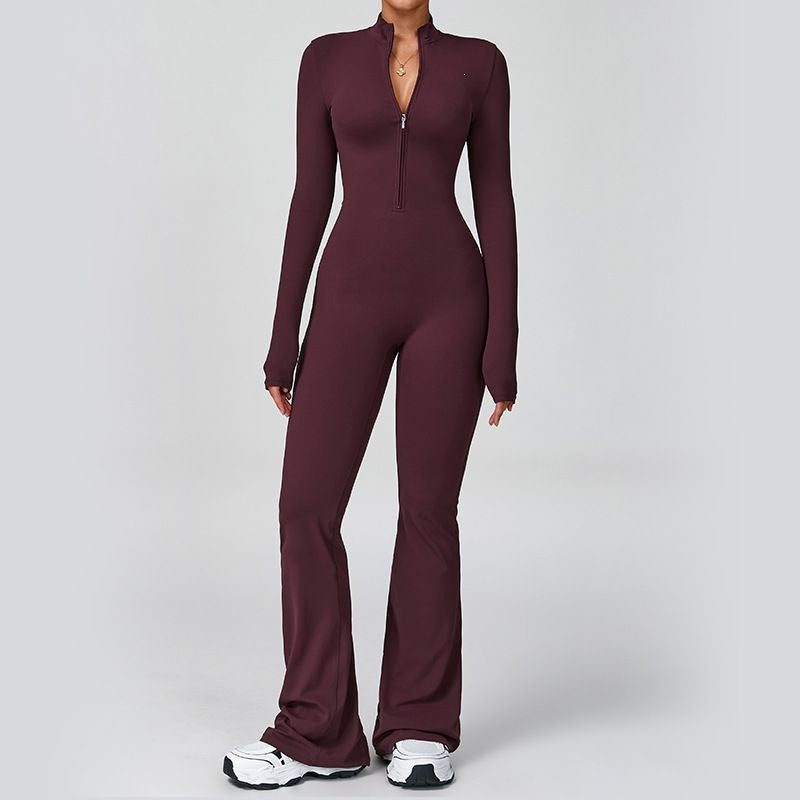 Zip-Up Flared Bodysuit