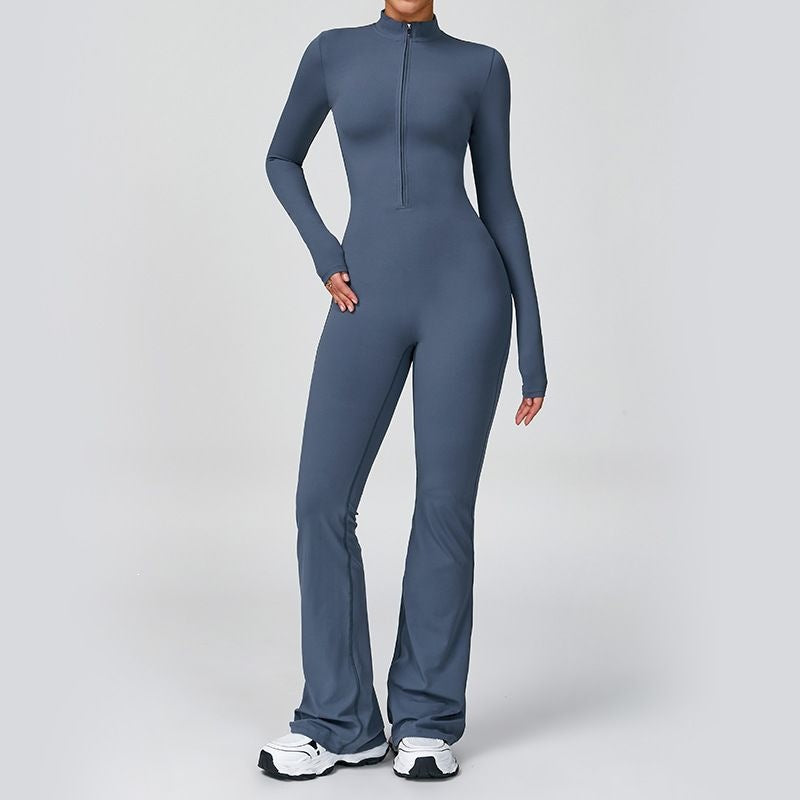 Zip-Up Flared Bodysuit