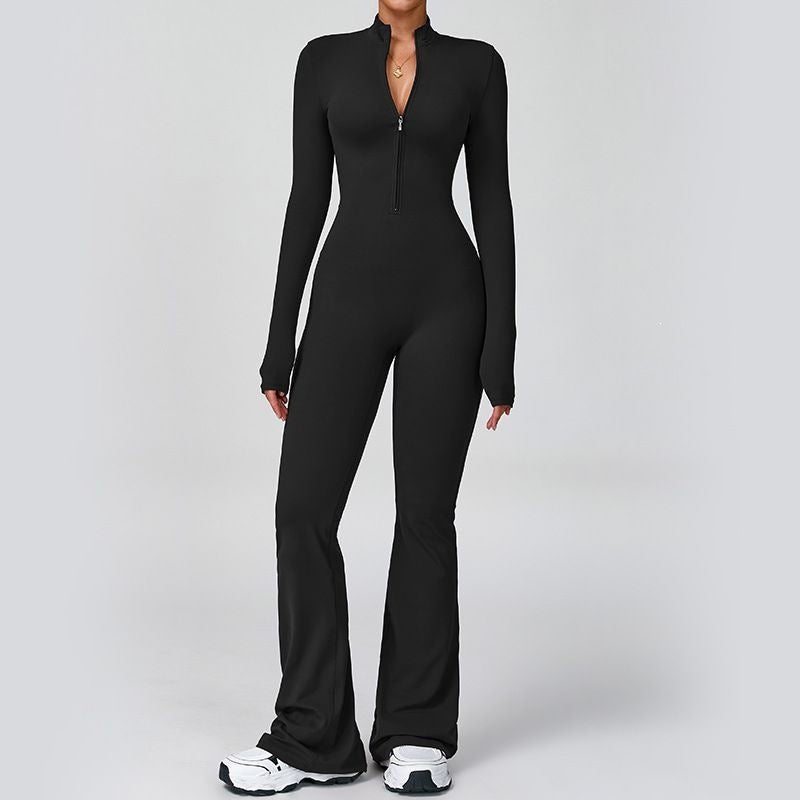 Zip-Up Flared Bodysuit