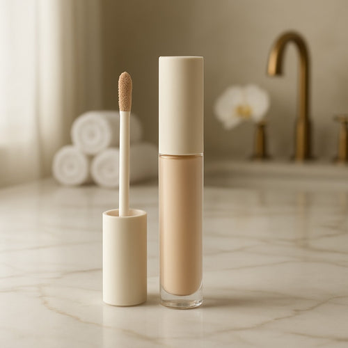 Concealer Contour Stick by GECOMO — product styled on a pale marble bathroom vanity