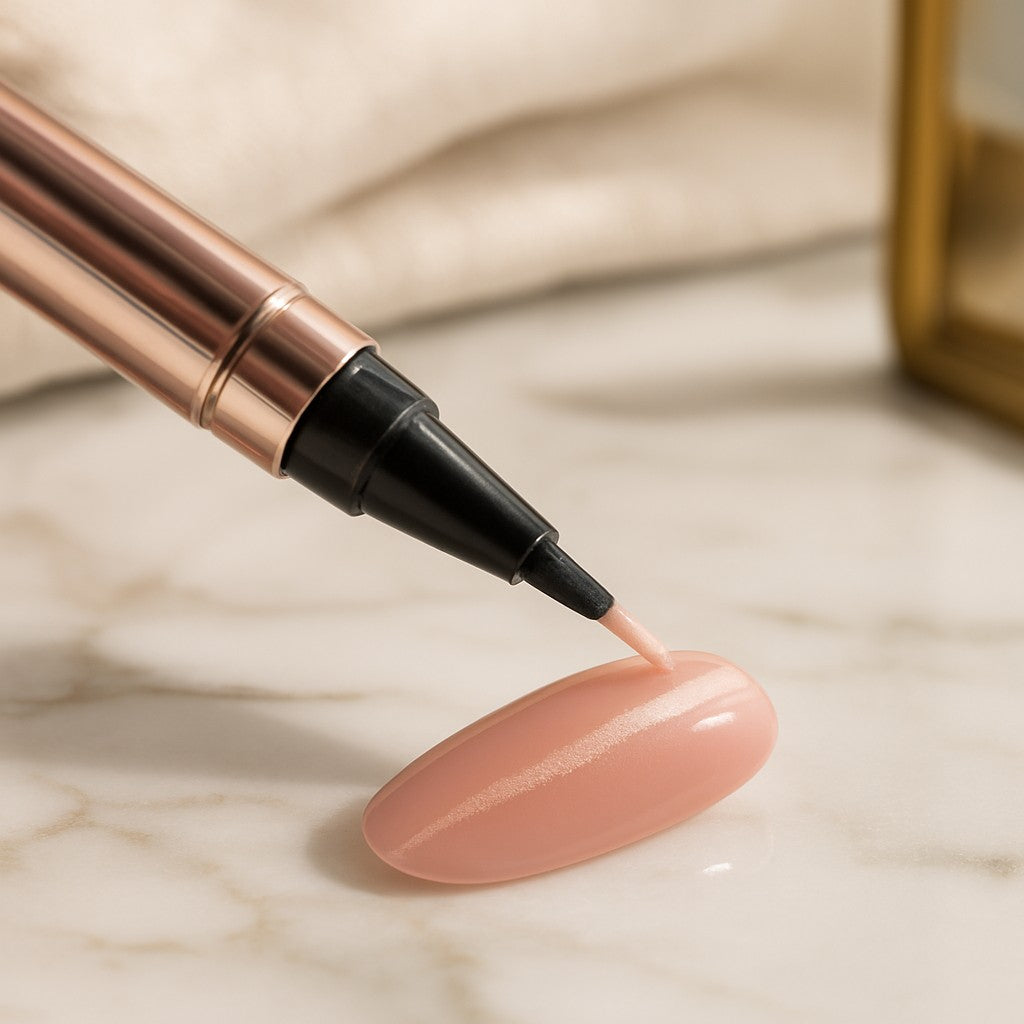Magnetic Nail Art Pen by GECOMO — macro detail on marble