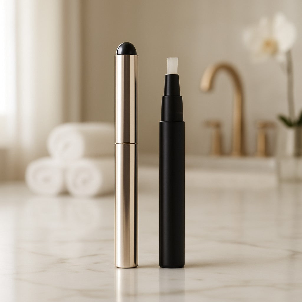 Magnetic Nail Art Pen by GECOMO — product styled on a pale marble bathroom vanity