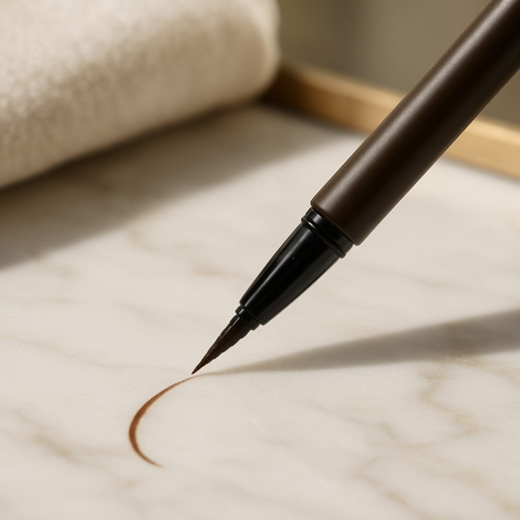 Waterproof Dual Ended Eyebrow Pencil by GECOMO — macro detail on marble